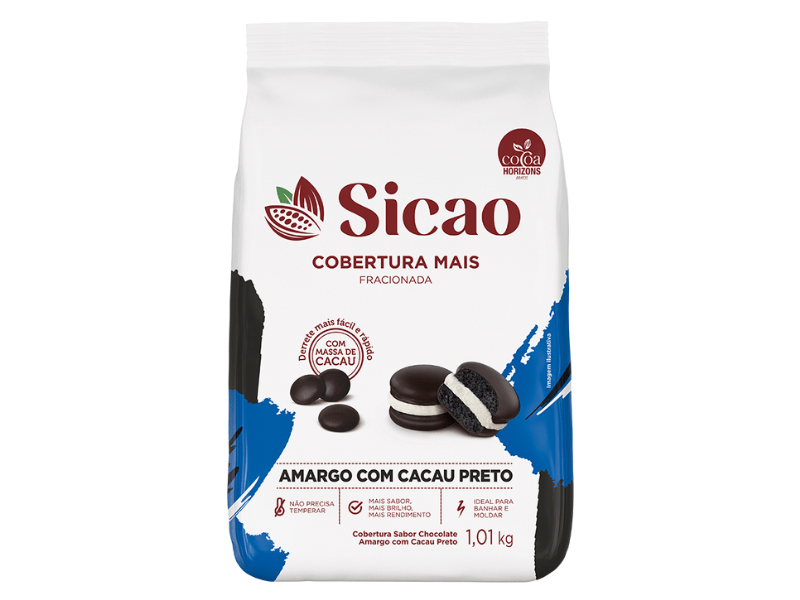 Cobertura Sicao Mais Gotas Chocolate Amargo com Cacau Preto 1,01kg