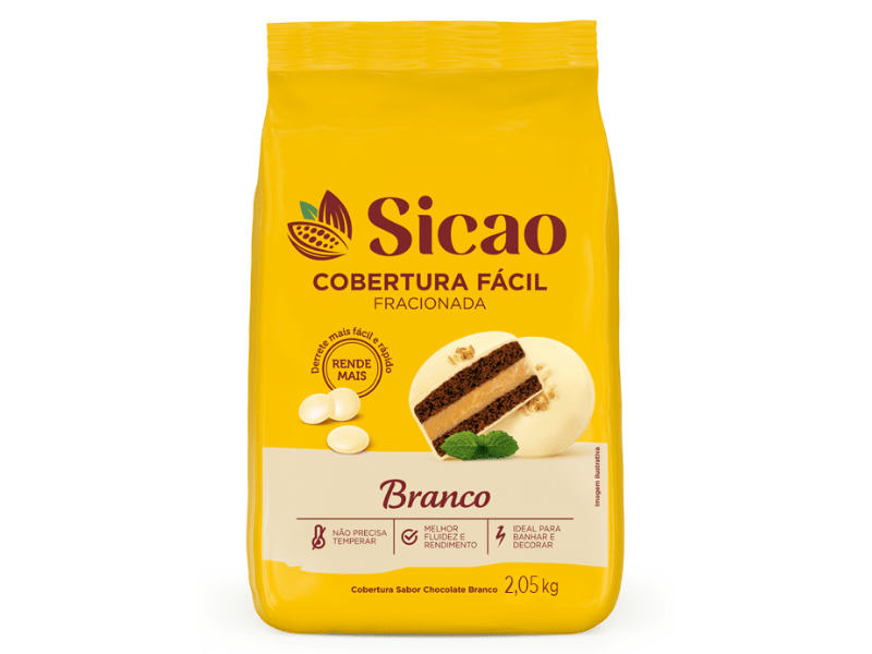 Cobertura Sicao Fácil Gotas Chocolate Branco 2,05kg