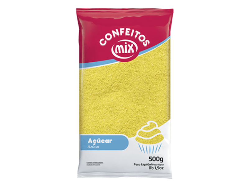 Açúcar Colorido Amarelo 500g - Mix 