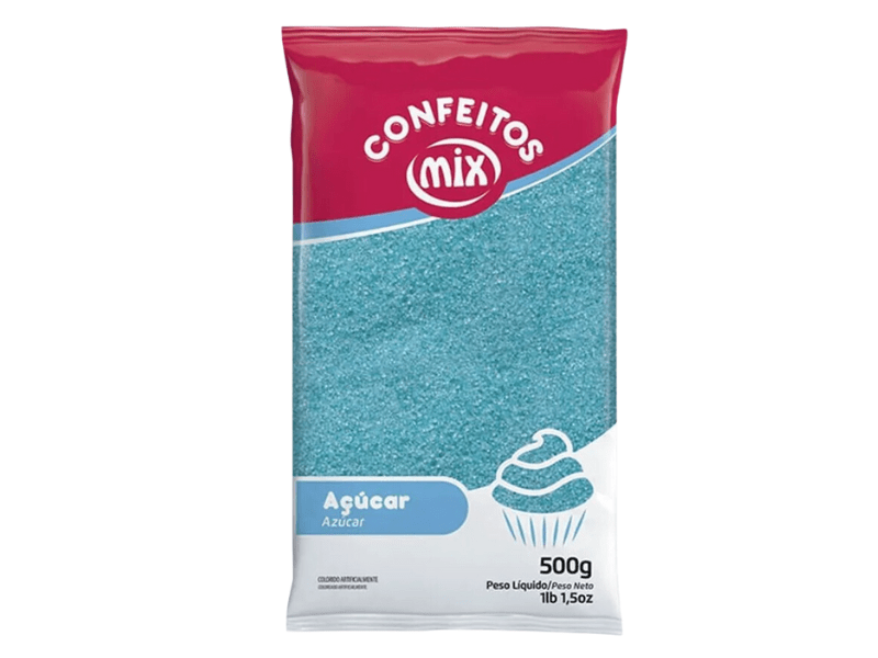 Açúcar Colorido Azul 500g - Mix 