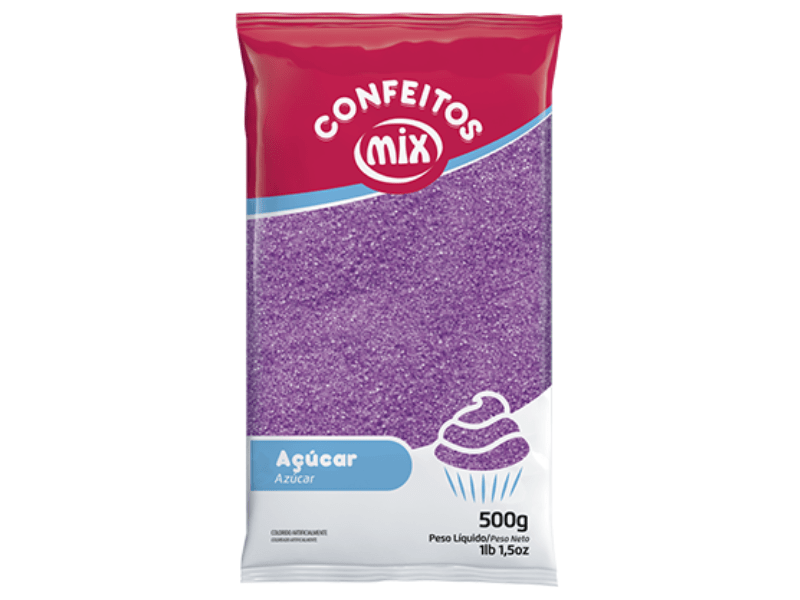 Açúcar Colorido Lilás 500g - Mix 