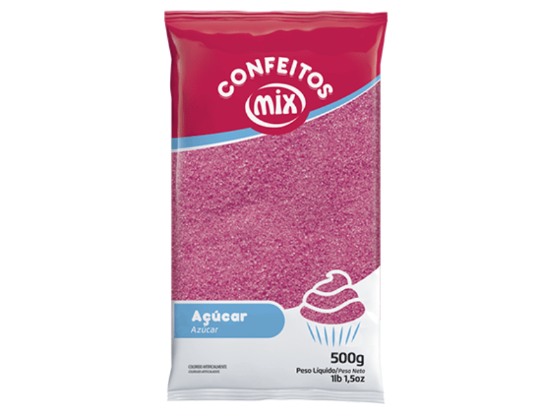 Açúcar Colorido Rosa 500g - Mix