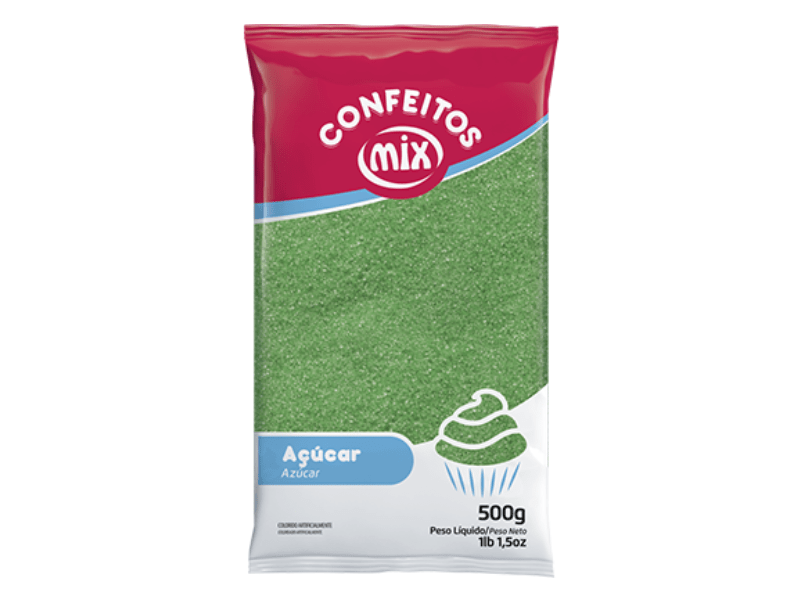 Açúcar Colorido Verde 500g - Mix 