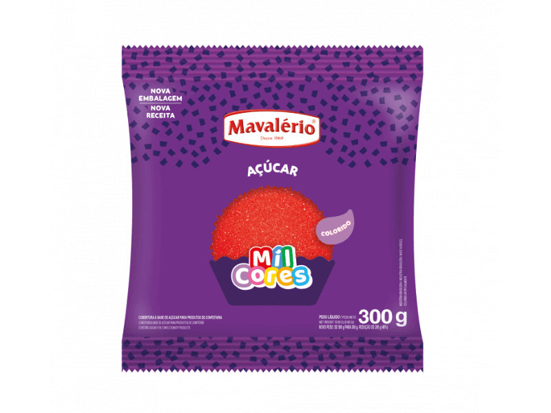 Açúcar Colorido Vermelho 300g - Mavalério