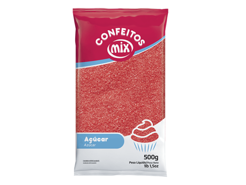 Açúcar Colorido Vermelho 500g - Mix 