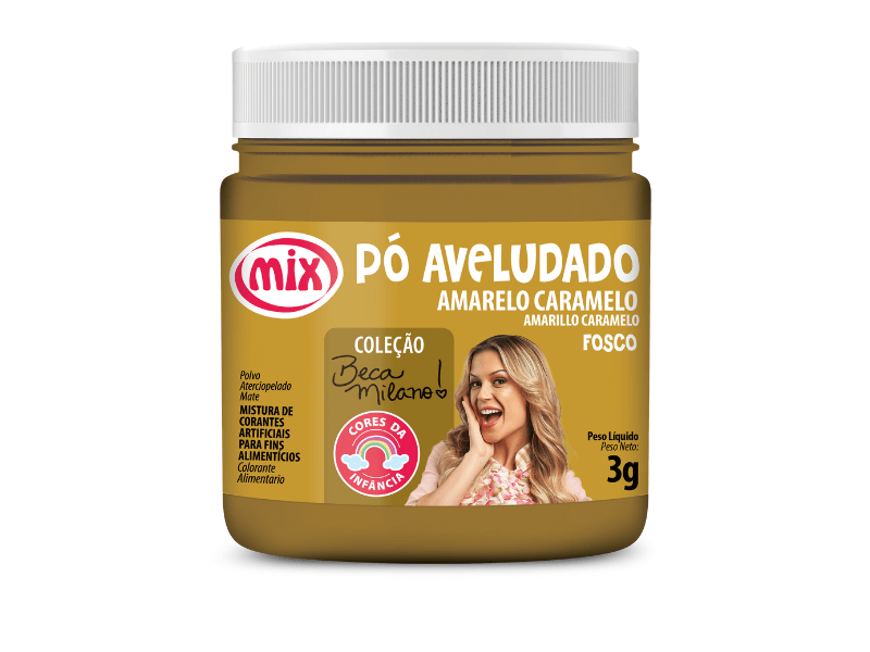 Corante em Pó Aveludado Beca Milano Amarelo Caramelo 3g - Mix
