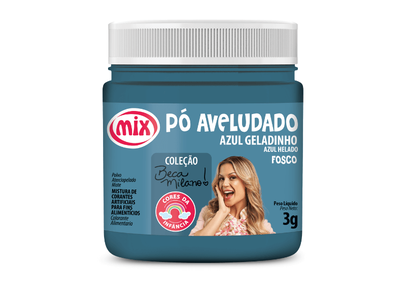 Corante em Pó Aveludado Beca Milano Azul Geladinho 3g - Mix