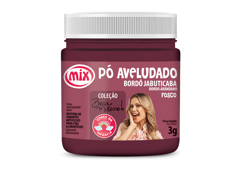 Corante em Pó Aveludado Beca Milano Bordô Jabuticaba 3g - Mix