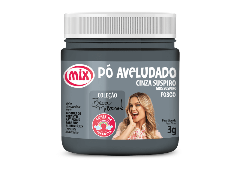 Corante em Pó Aveludado Beca Milano Cinza Suspiro 3g - Mix