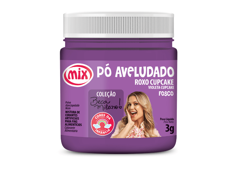 Corante em Pó Aveludado Beca Milano Roxo Cupcake 3g - Mix