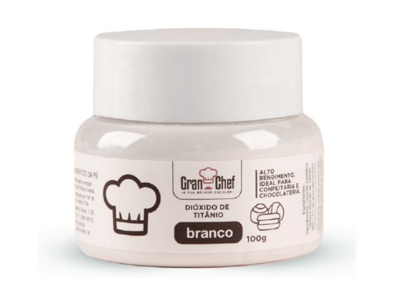 Corante Pó Hidrossolúvel e Lipossolúvel Branco 100g - Gran Chef 