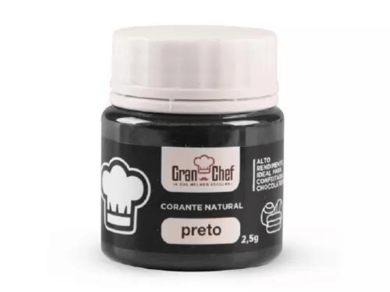 Corante Pó Lipossolúvel e Hidrossolúvel Preto 2,5g - Gran Chef