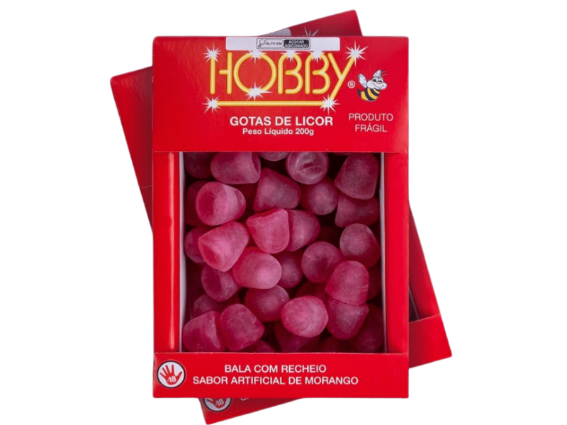 Bala Licor Hobby Morango 200g - Hobby Doces
