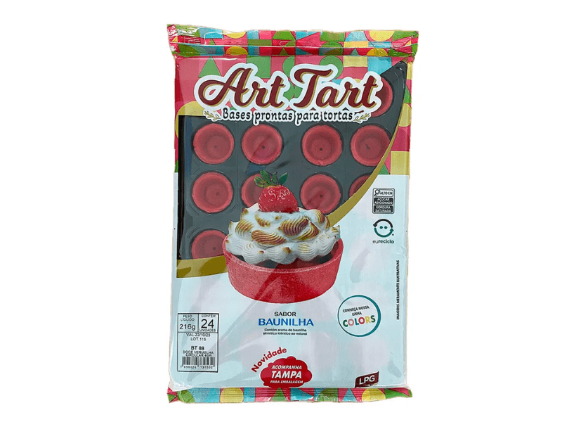 Base Pronta para Torta Circular Vermelha 4 cm c/ 24 unidades BT 88 - Art Tart