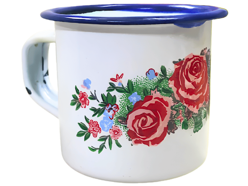 Caneca Esmalte Estampa de Flores 5 cm - Tuut