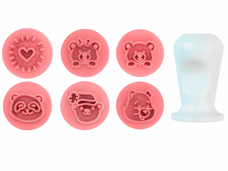 Carimbo Marcador Ursinho Rosa c/ 7 peças - BlueStar