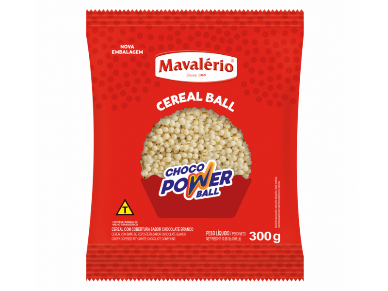 Choco Power Mini Ball Chocolate Branco 300g - Mavalério 