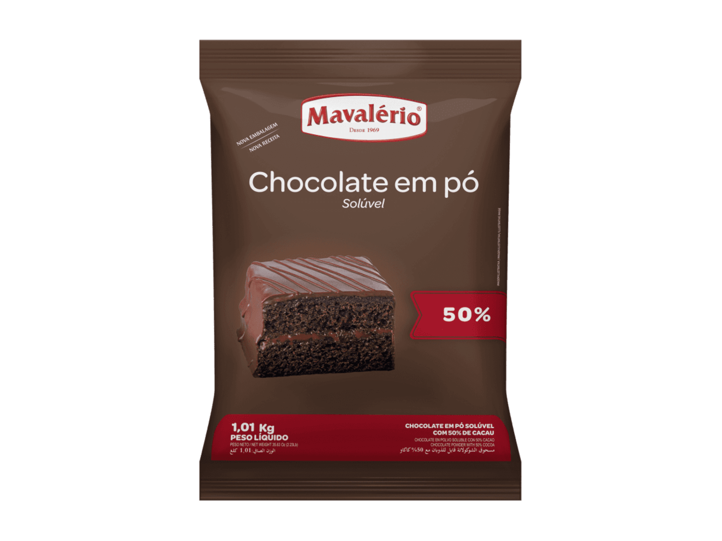Chocolate em Pó Mavalério 50% Cacau 1,01kg 