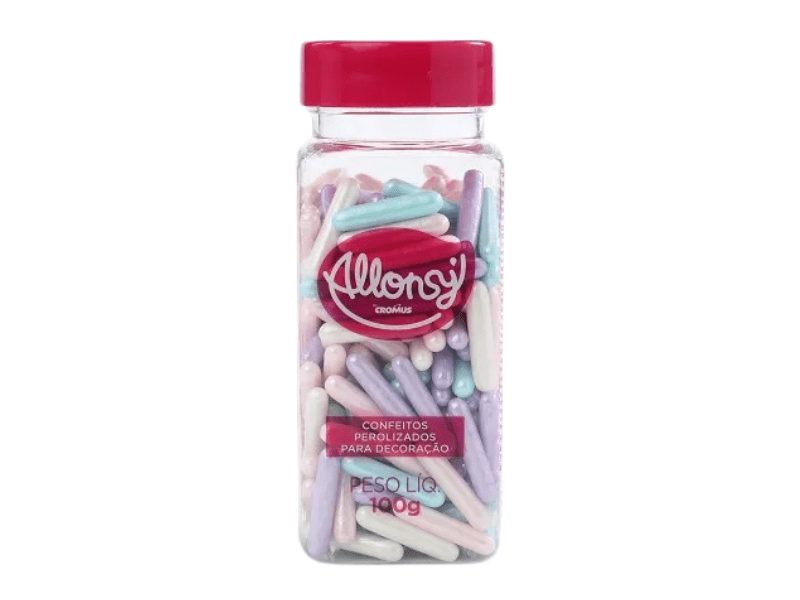 Confeito Comestível Rods Colorido 100g - Allonsy 