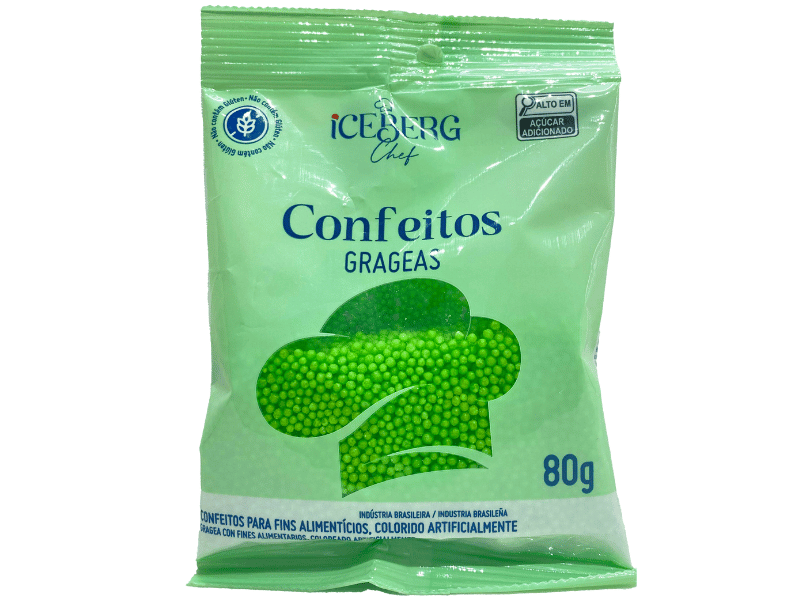 Confeito Decorativo Verde Folha 80g - Icerberg