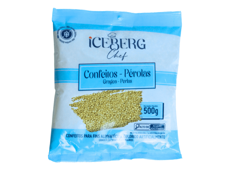 Confeito Miçanga Perolado Dourado 500g - Iceberg