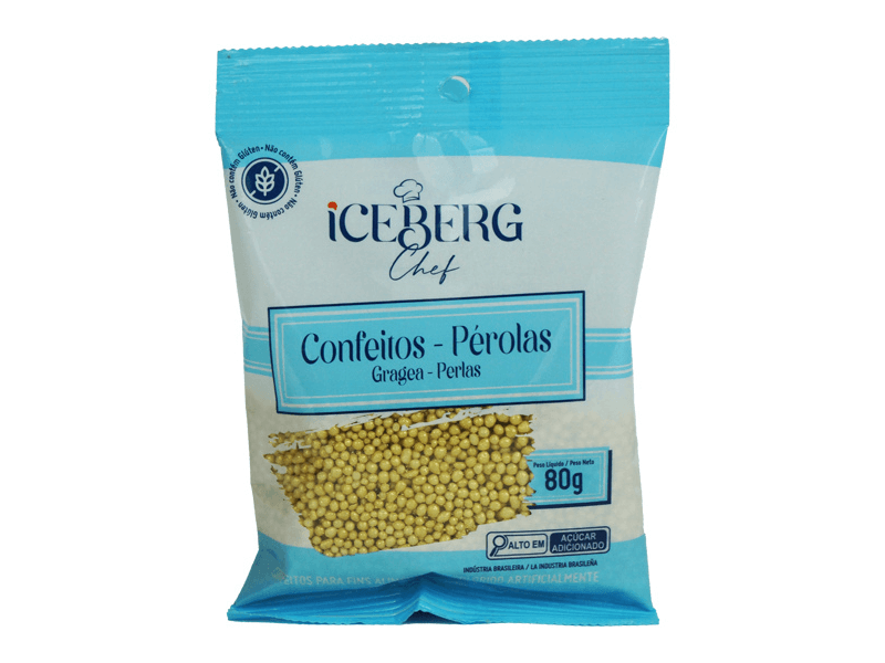 Confeito Miçanga Perolado Dourado 80g - Iceberg