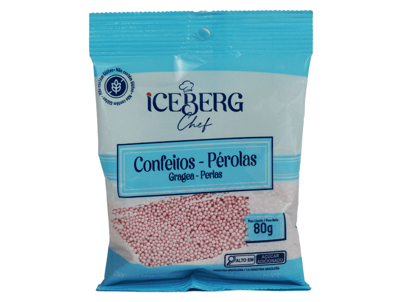 Confeito Miçanga Perolado Rosa 80g - Iceberg