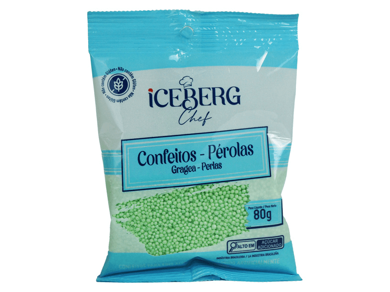 Confeito Miçanga Perolado Verde 80g - Iceberg