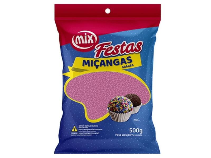 Confeito Miçangas Rosa Bebê 500g - Mix