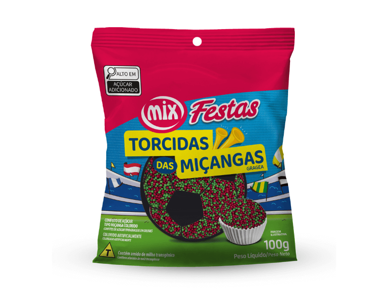 Confeito Miçangas Vermelho e Verde 100g - Mix 