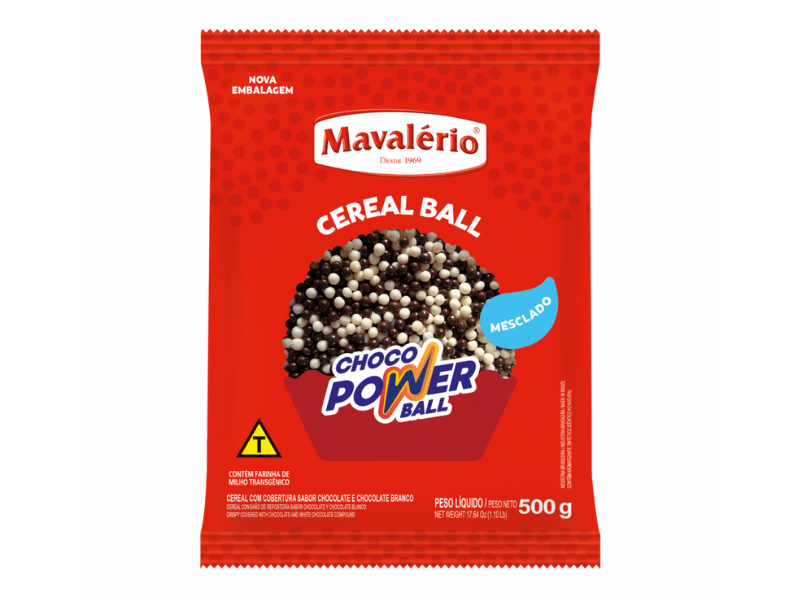 Choco Power Mini Ball Chocolate ao Leite e Branco 500g - Mavalério