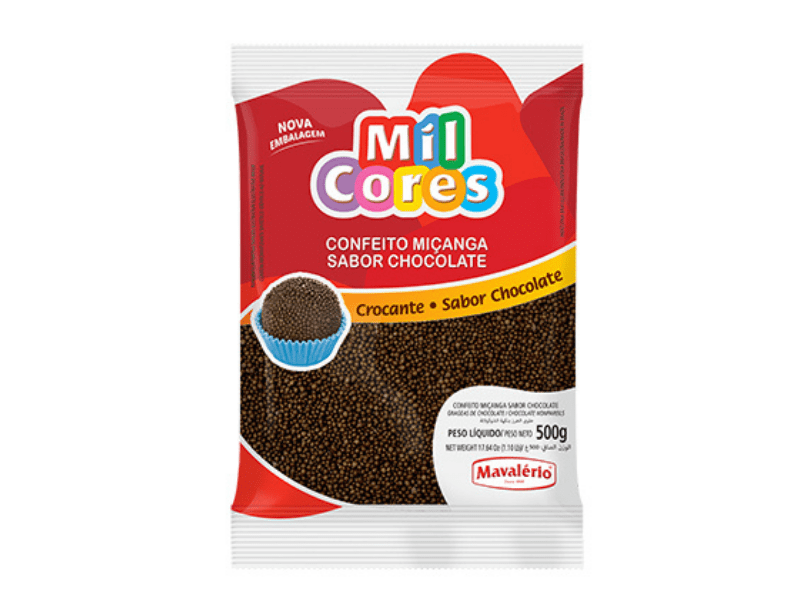 Confeito Miçanga Chocolate 500g - Mavalério