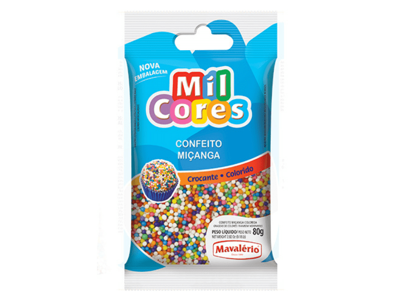 Confeito Miçanga Colorida N0 80g - Mavalério