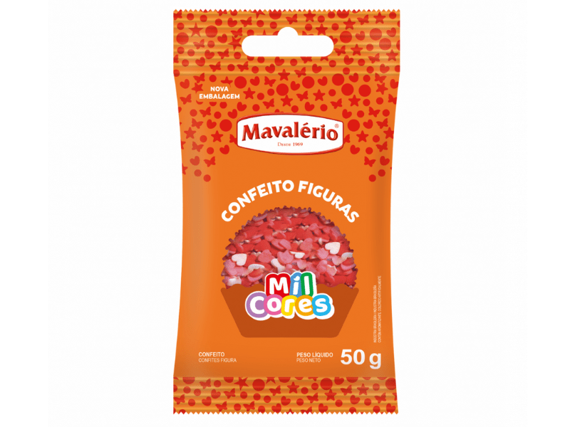 Confeito Figura Coração 50g - Mavalério