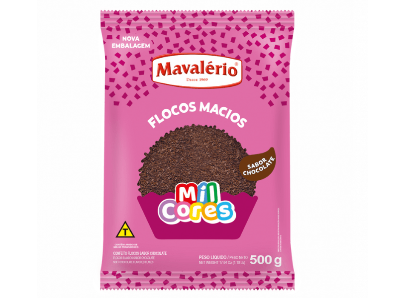 Granulado Macio Flocos de Chocolate 500g - Mavalério