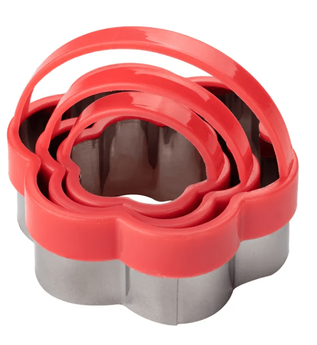 Cortador Flor Plástico Inox Vermelho c/ 3 unidades - Allonsy