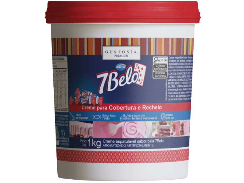 Creme para Cobertura e Recheio 7 Belo 1kg - Gustosía Premium