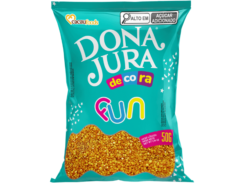 Decora Fun Sugar Gold 50g - CacauFoods