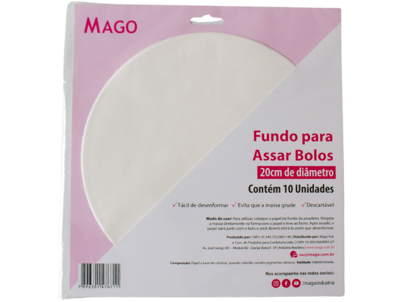 Fundo para Assar Bolos 20cm c/ 10 unidades - Mago