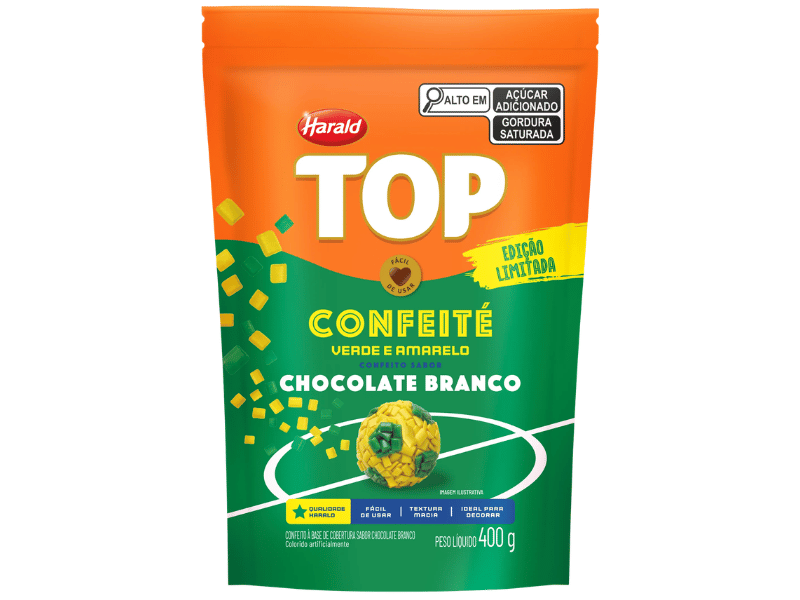 Granulado Harald Top Confeité Verde Amarelo Chocolate branco 400g