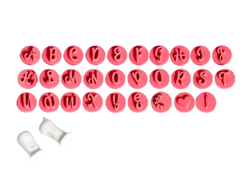 Kit Carimbo Marcador Letras Glamour Rosa Bebê c/ 29 peças - BlueStar
