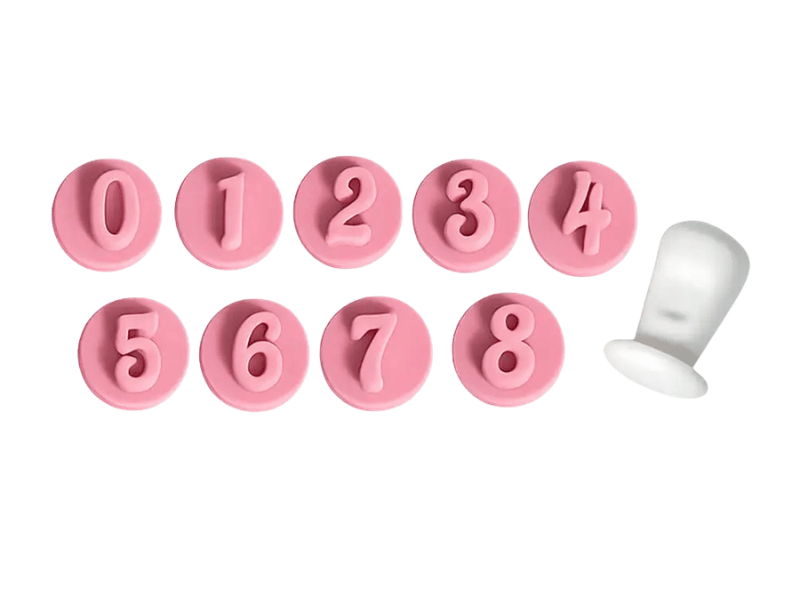 Kit Carimbo Marcador Números Glamour Rosa Bebê c/ 9 peças - BlueStar