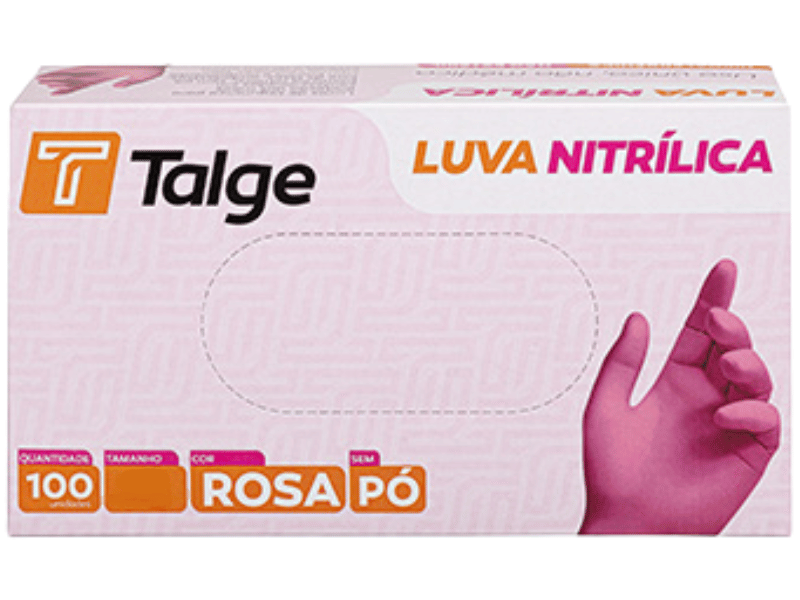 Luva Nitrílica Rosa s/ Pó Tamanho P - Talge
