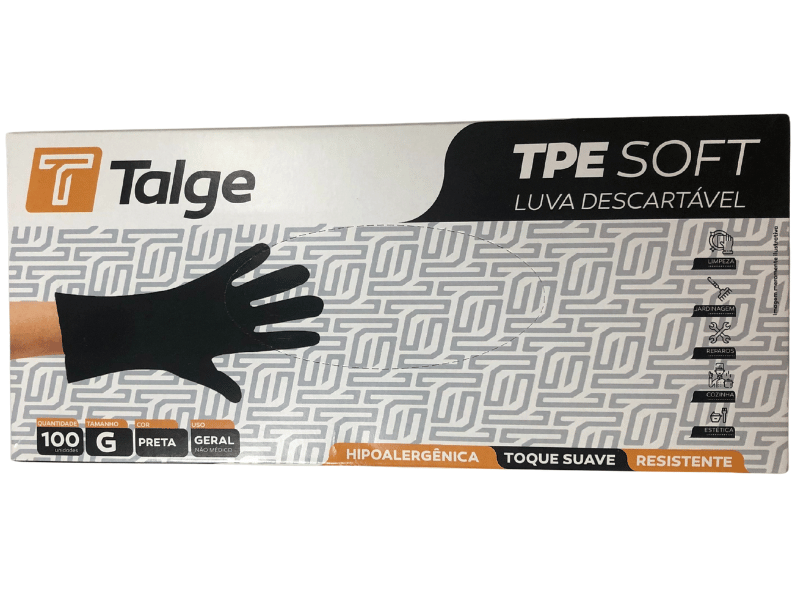 Luva TPE Soft Preta Tamanho G - Talge