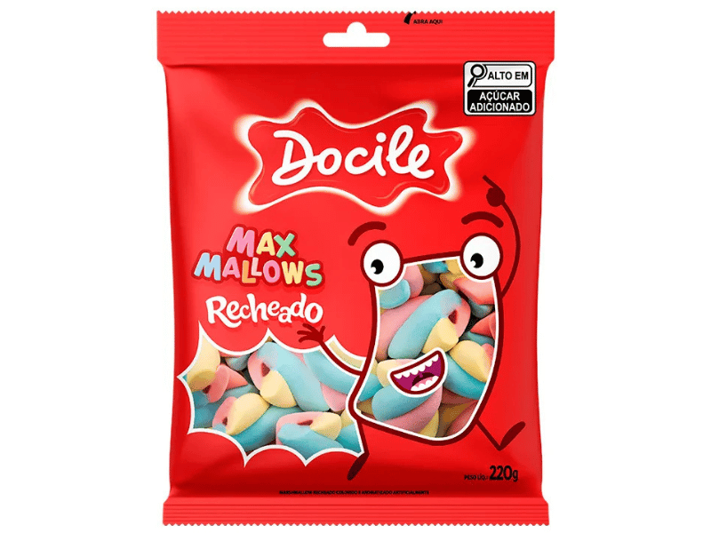 Marshmallow Recheado Twist Colorido 220G - Docile