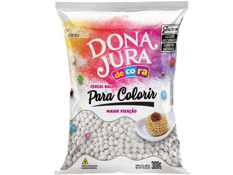 Mini Cereal Dona Jura Crocante Branco p/ Colorir 300g - Cacau Food