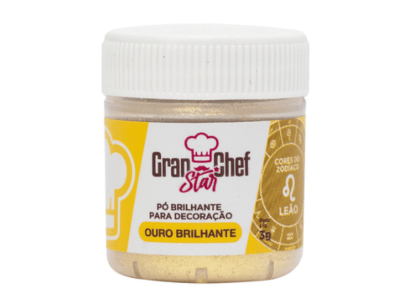 Pó Brilhante para Decoração Ouro Brilhante 3g - Gran Chef