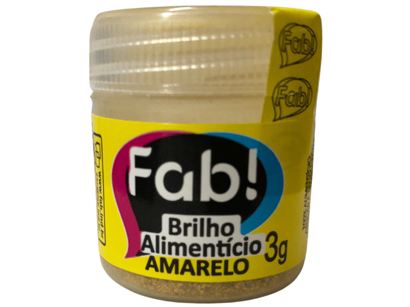 Pó Brilho Alimentício Amarelo 3g - Fab