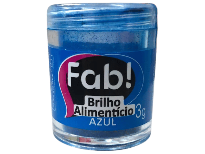 Pó Brilho Alimentício Azul 3g - Fab