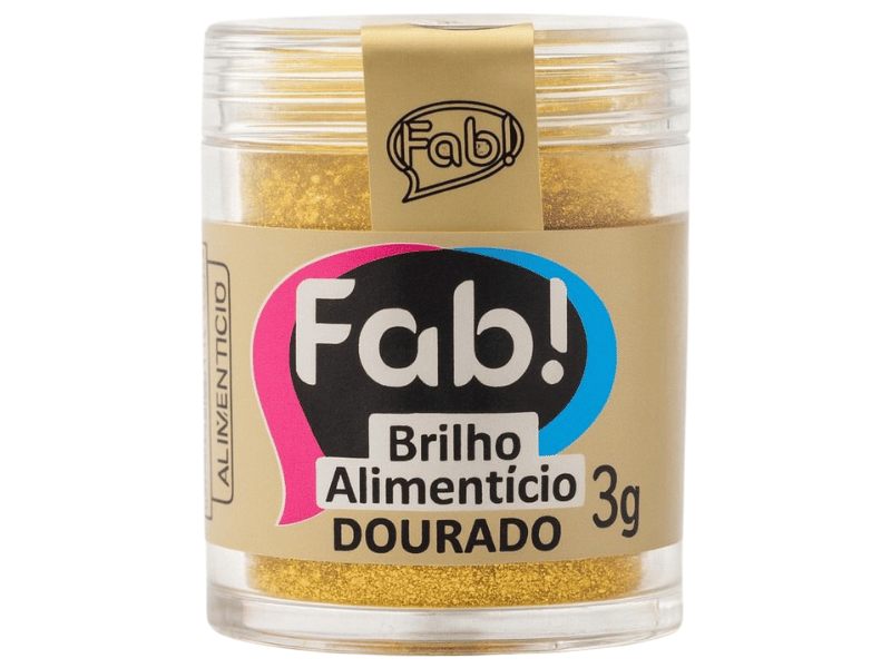 Pó Brilho Alimentício Dourado 3g - Fab
